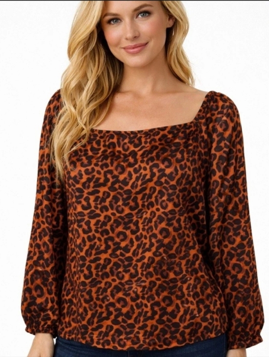 J. Jill Tops - J Jill Leopard Print Long Sleeve Blouse Size Large